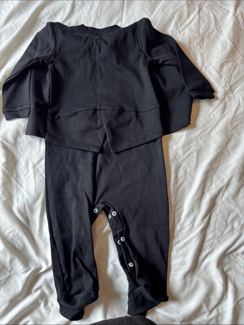 Toddler Black Tuxedo One-Piece with Bow - Picture 3 of 3